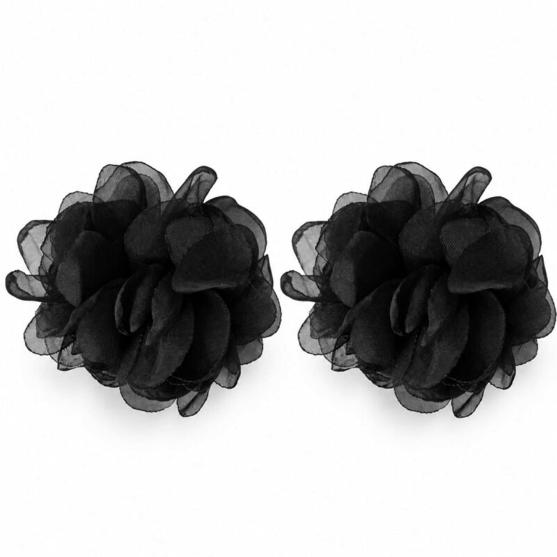 Pendientes negros flor organza