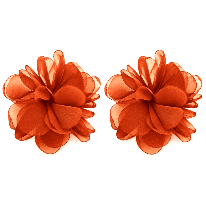 Pendientes naranjas flor organza