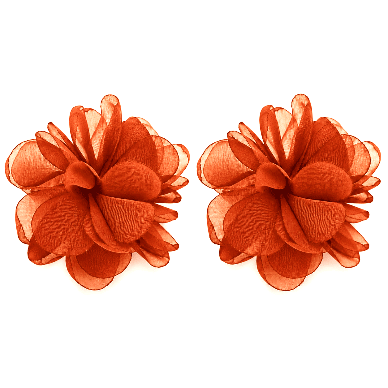 Pendientes naranjas flor organza
