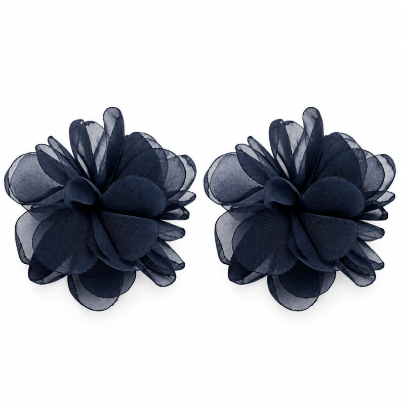 Pendientes azul noche flor organza