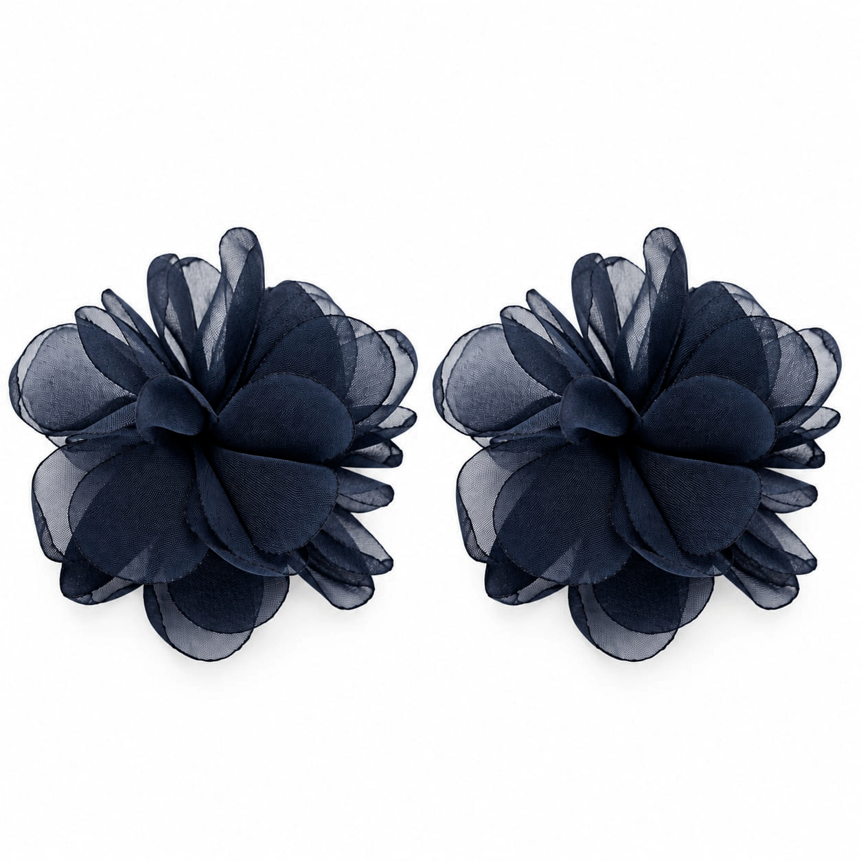 Pendientes azul noche flor organza