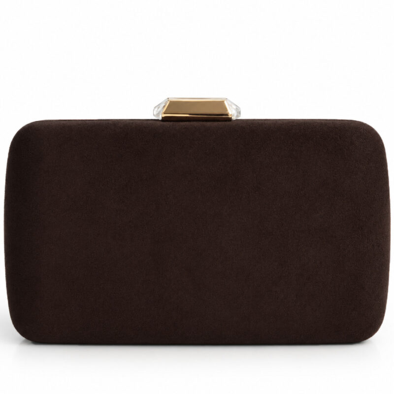Bolso clutch marrón chocolate ovalado