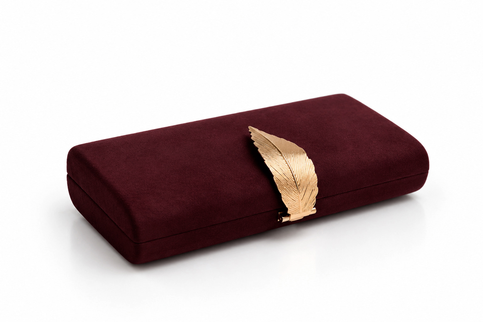 Bolso clutch granate y dorado hoja - Imagen 3