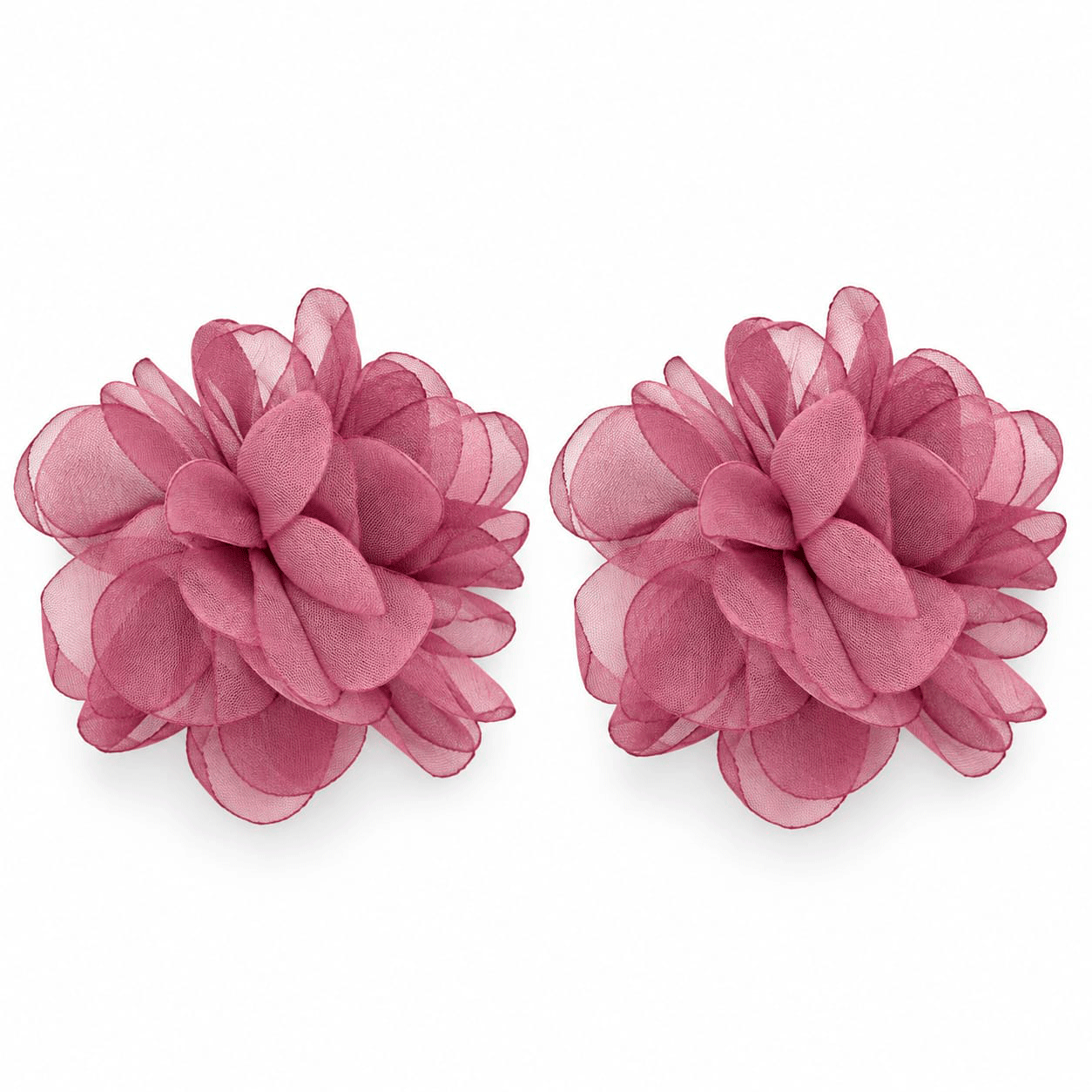 Pendientes rosas flor organza