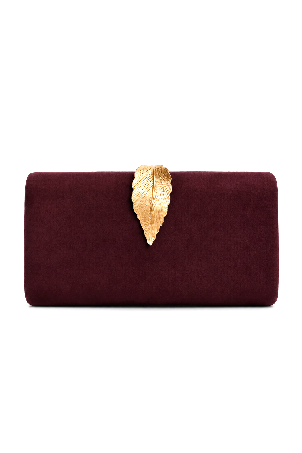 Bolso clutch granate y dorado hoja
