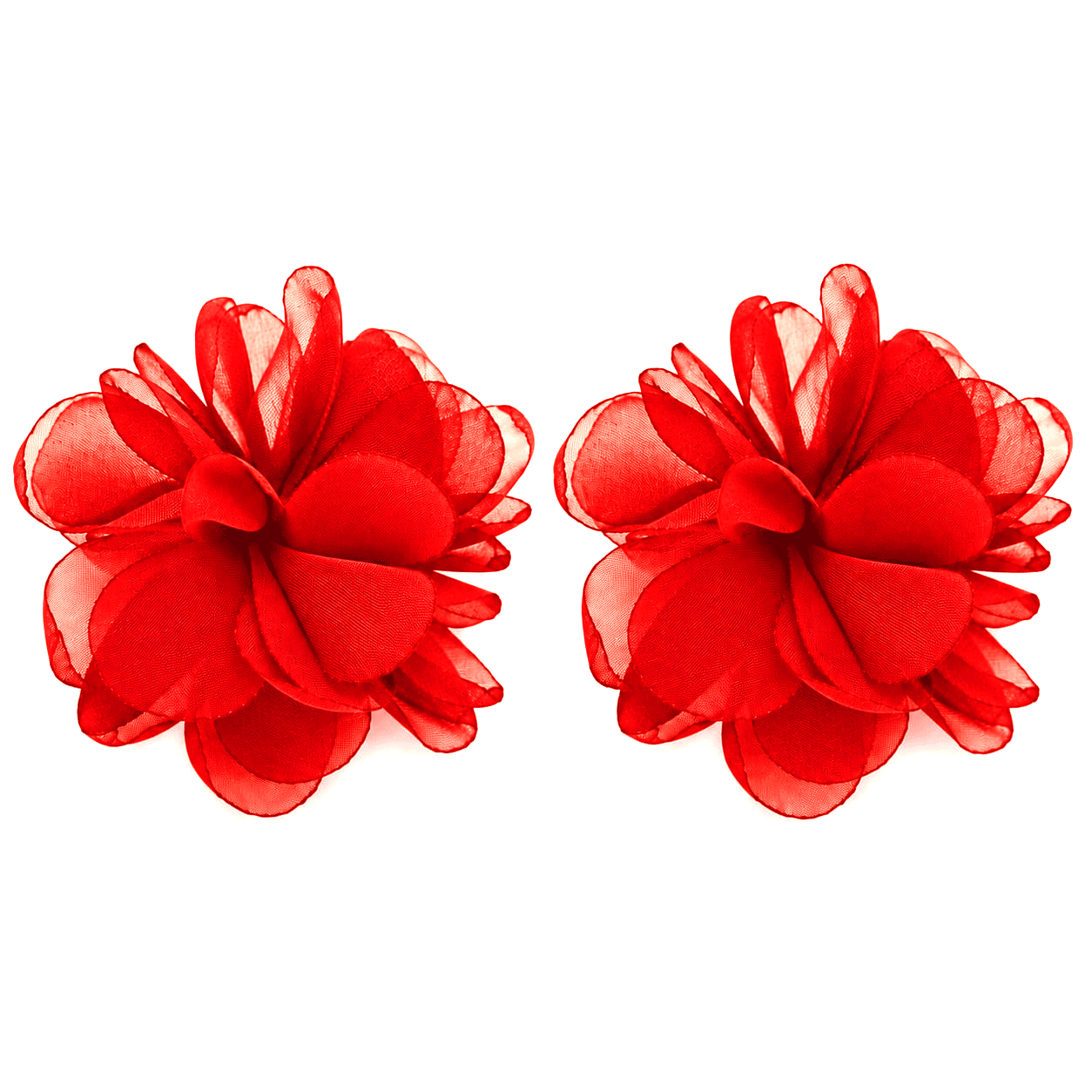 Pendientes rojos flor organza