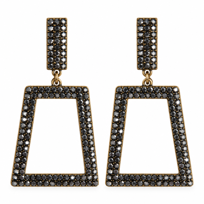 Pendientes trapecio plateados envejecidos