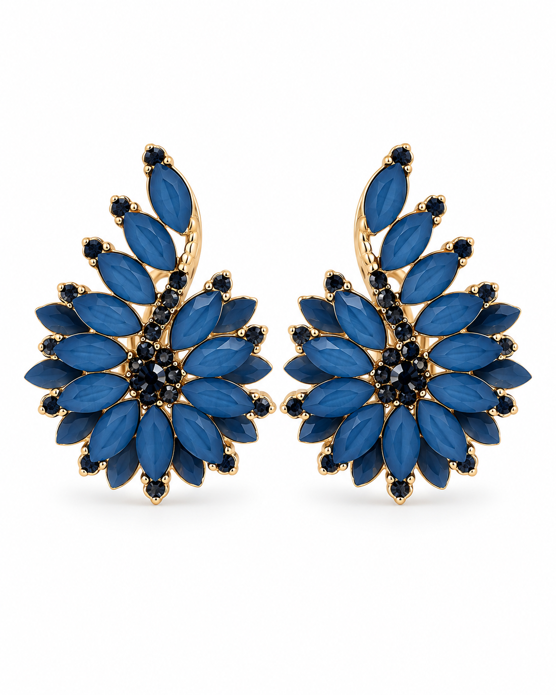 Pendientes flor azul petróleo