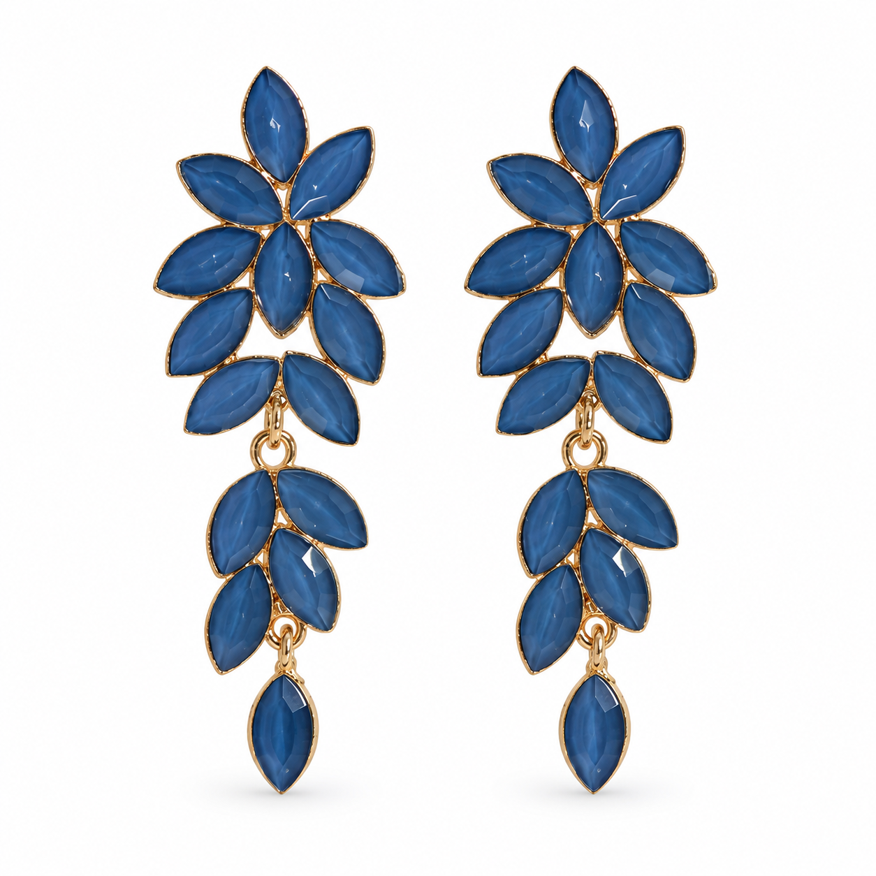 Pendientes largos azul petróleo fiesta