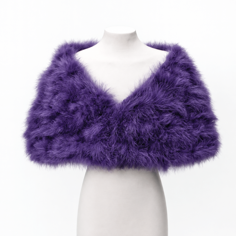 Estola de fiesta morada plumas marabú