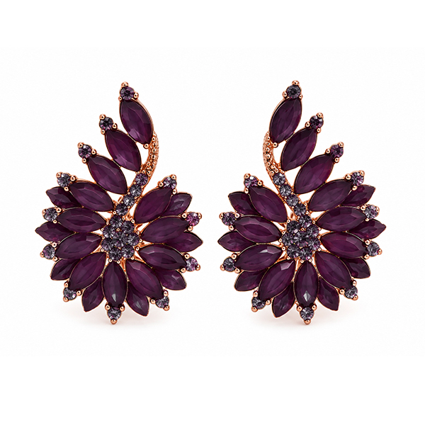 Pendientes flor berenjena